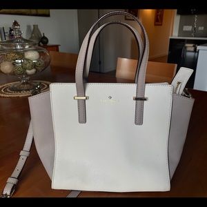 White and Taupe Kate Spade Handbag